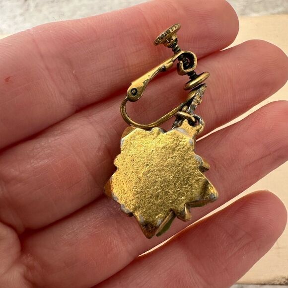 Vintage 1950s Porcelain Flower Victorian Inspired Filigree Earrings - Picture 7 of 7